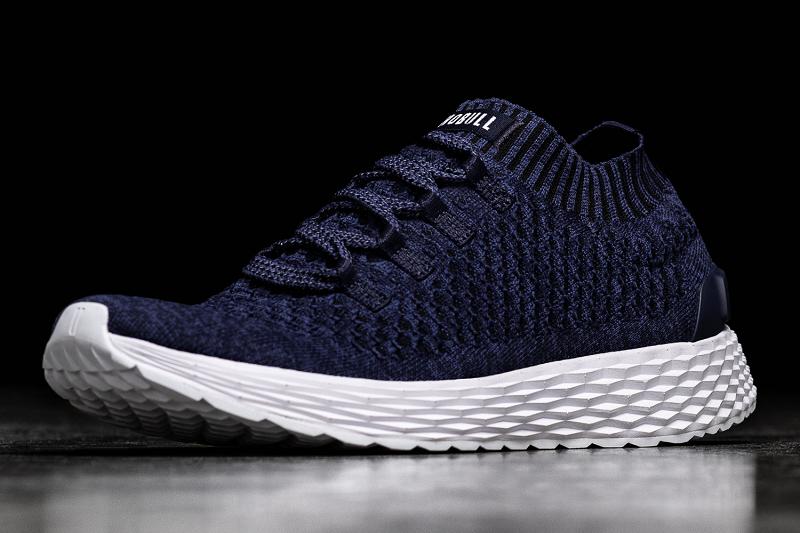 Navy Nobull Midnight Knit Runner Men\'s Running Shoes | CA E1035B